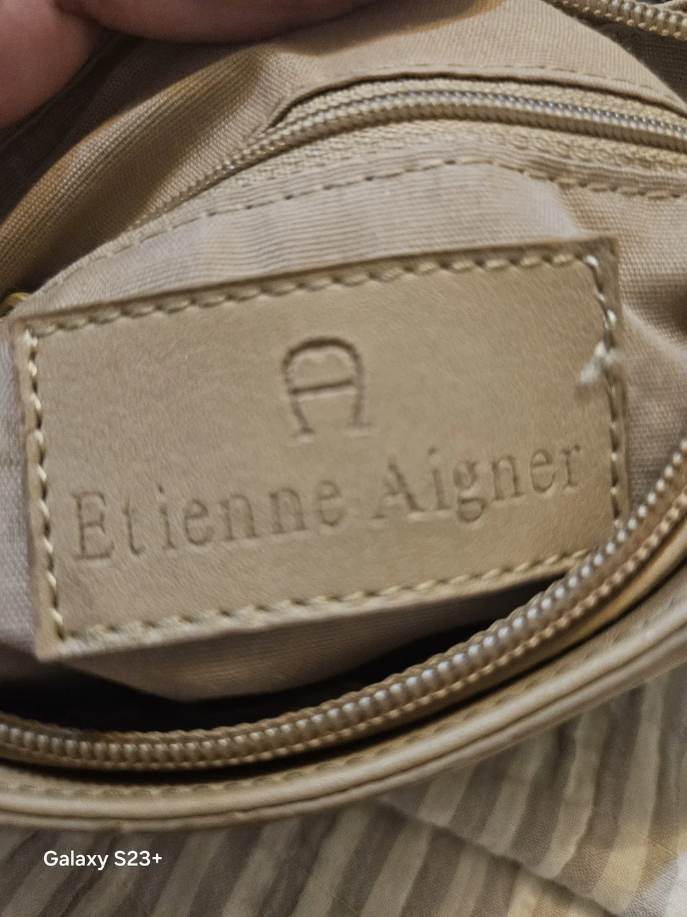 Etienne Aigner Tan Floral Shoulder Bag with Multicolor Print